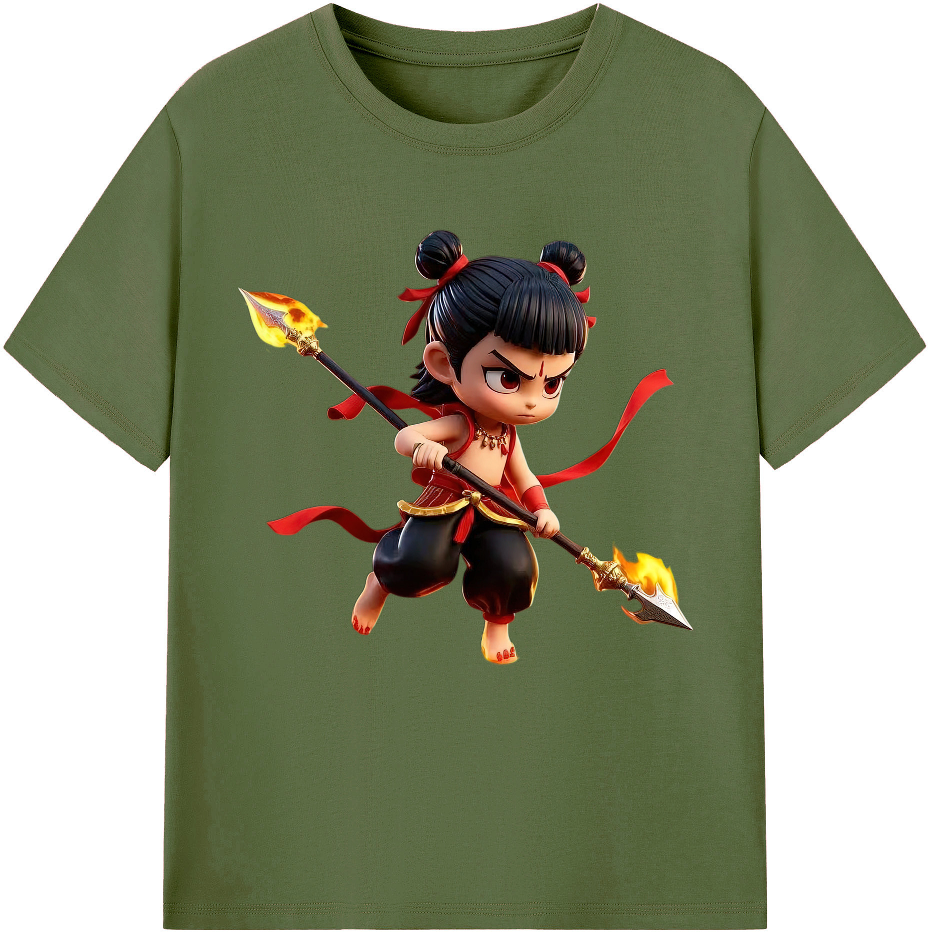 （画像用） Ne Zha 2 ナタ 魔童の大暴れ 綿100％半袖Tシャツ（フロントプリント）